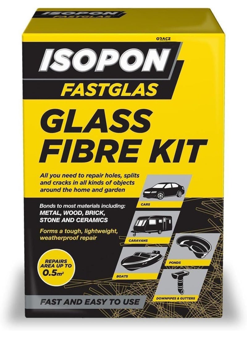 ايسوبون طقم إصلاح الألياف الزجاجية Isopon Fastglas كبير الحجم | لإصلاح الثقوب والشقوق والكسور | إصلاح قوي وخفيف ومقاوم للعوامل الجوية - Image 1